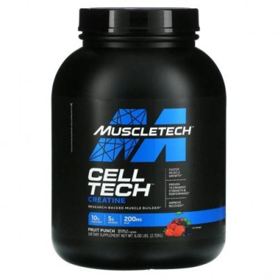 Muscletech, Performance Series, CELL-TECH, самая мощная формула с креатином, со вкусом фруктового пунша, 2,72 кг (6 фунтов) / Смеси с креатином | Аптека | V4.Ru: Маркетплейс