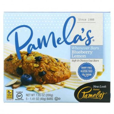 Pamela's Products, Wheever Bars, овес, черника и лимон, 5 батончиков, 40 г (1,41 унции) каждый / Батончики для перекуса | Аптека | V4.Ru: Маркетплейс