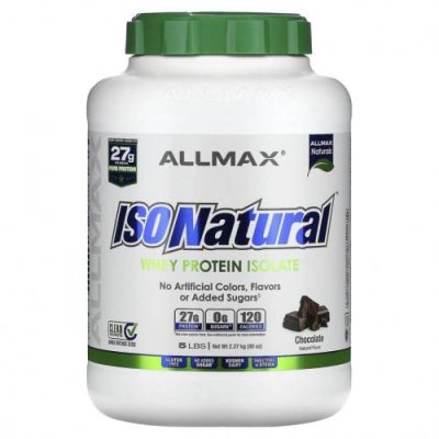 ALLMAX Nutrition, IsoNatural, 100% ультра-чистый изолят сывороточного белка, шоколадный, 5 фунтов / Изолят сывороточного протеина | Аптека | V4.Ru: Маркетплейс