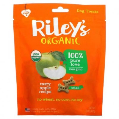 Riley’s Organics, лакомства для собак, маленькая косточка, рецепт с яблоком, 142 г (5 унций) / Лакомства для питомцев | Аптека | V4.Ru: Маркетплейс