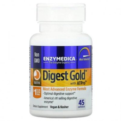 Enzymedica, Digest Gold с ATPro, добавка с пищеварительными ферментами, 45 капсул / Пищеварительные ферменты | Аптека | V4.Ru: Маркетплейс