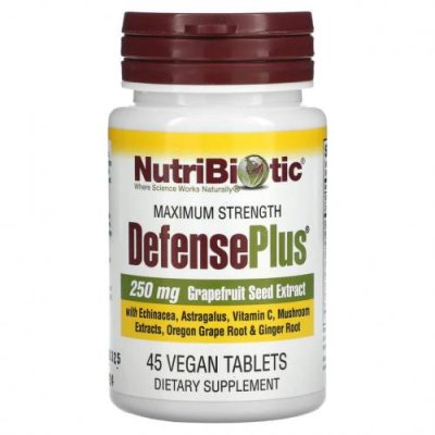 NutriBiotic, DefensePlus, максимальная сила, 45 веганских таблеток / Экстракт семян грейпфрута | Аптека | V4.Ru: Маркетплейс