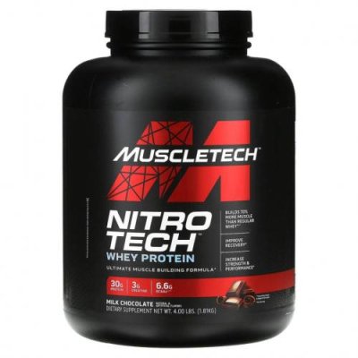 Muscletech, NitroTech, сывороточные пептиды, молочный шоколад, 1,81 кг (4 фунта) / Сывороточные белковые смеси | Аптека | V4.Ru: Маркетплейс