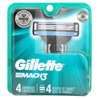 Gillette, Сменные кассеты Mach3, 4 шт. / Мужские бритвы | Аптека | V4.Ru: Маркетплейс