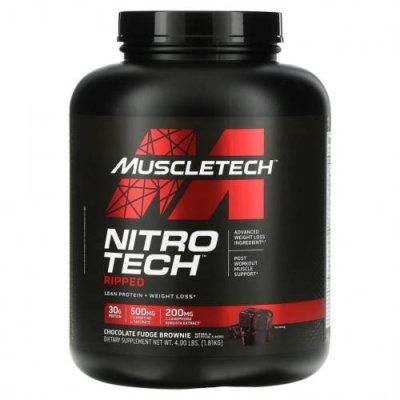 Muscletech, Nitro Tech Ripped, чистый протеин + состав для похудения, со вкусом брауни с шоколадной помадкой, 1,81 кг (4 фунта) / Сывороточные белковые смеси | Аптека | V4.Ru: Маркетплейс