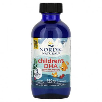 Nordic Naturals, ДГК для детей от 1 до 6 лет, со вкусом клубники, 530 мг, 119 мл (4 жидк. унции) / ДГК и омега для детей | Аптека | V4.Ru: Маркетплейс