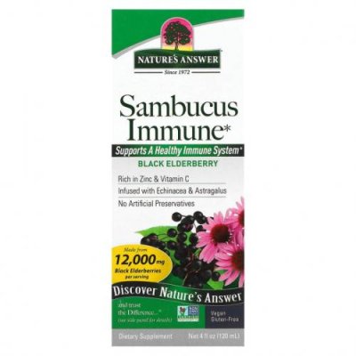 Nature's Answer, Sambucus Immune, настой эхинацеи и астрагала, 12 000 мг, 120 мл (4 жидких унции) / Бузина (Sambucus) | Аптека | V4.Ru: Маркетплейс