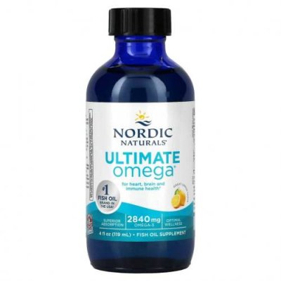 Nordic Naturals, Ultimate Omega, со вкусом лимона, 2840 мг, 119 мл (4 жидк. унции) / Рыбий жир омега-3 | Аптека | V4.Ru: Маркетплейс