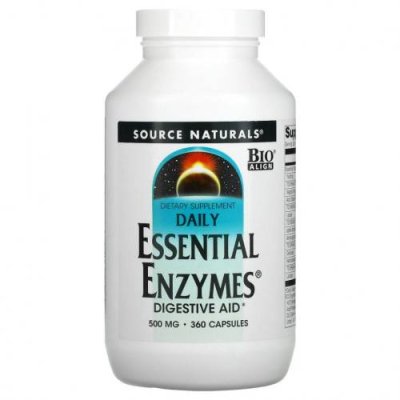 Source Naturals, Daily Essential Enzymes, пищеварительные ферменты для ежедневного использования, 500 мг, 360 капсул / Пищеварительные ферменты | Аптека | V4.Ru: Маркетплейс