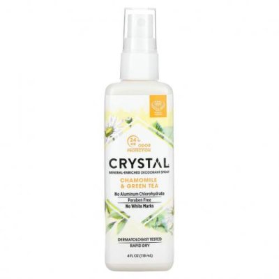 Crystal Body Deodorant, Минеральный дезодорант-спрей с ромашкой и зеленым чаем, 118 мл (4 жидких унции) / Дезодоранты | Аптека | V4.Ru: Маркетплейс