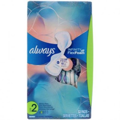 Always, Infinity Flex Foam with Flexi-Wings, размер 2, для впитывания увеличенного количества жидкости, без запаха, 32 прокладки / Одноразовые прокладки | Аптека | V4.Ru: Маркетплейс