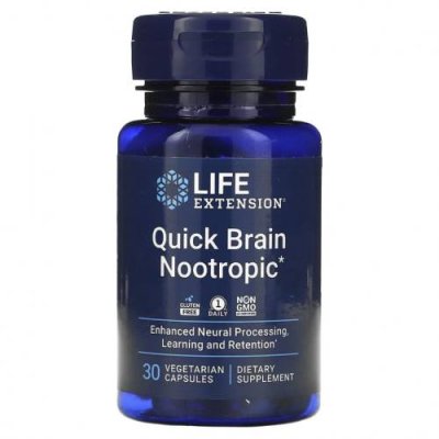 Life Extension, Quick Brain, ноотропный препарат, 30 вегетарианских капсул / Препараты для памяти и когнитивных функций | Аптека | V4.Ru: Маркетплейс