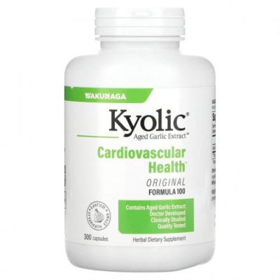 Kyolic, Aged Garlic Extract, выдержанный экстракт чеснока, для сердечно-сосудистой системы, формула 100, 300 капсул / Чеснок | Аптека | V4.Ru: Маркетплейс