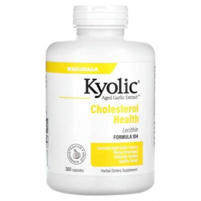 Kyolic, Aged Garlic Extract, экстракт чеснока с лецитином, формула для снижения уровня холестерина 104, 300 капсул / Чеснок | Аптека | V4.Ru: Маркетплейс