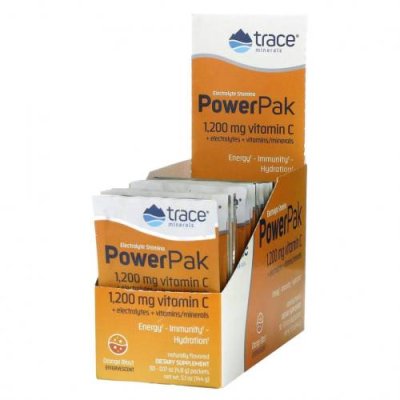 Trace Minerals ®, PowerPak,электролит для повышения выносливости, со вкусом апельсина, 30 пакетиков по 4,8 г (0,17 унции) / Аскорбиновая кислота | Аптека | V4.Ru: Маркетплейс