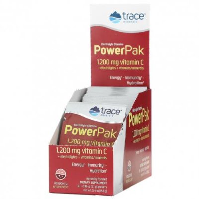 Trace Minerals ®, Electrolyte Stamina PowerPak, малиновый, 30 пакетиков по 5,1 г (0,18 унции) / Витамин С | Аптека | V4.Ru: Маркетплейс