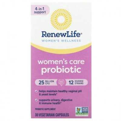 Renew Life, Ultimate Flora, пробиотик Women's Care для женского здоровья, 25 млрд живых культур, 30 вегетарианских капсул / Пробиотики | Аптека | V4.Ru: Маркетплейс