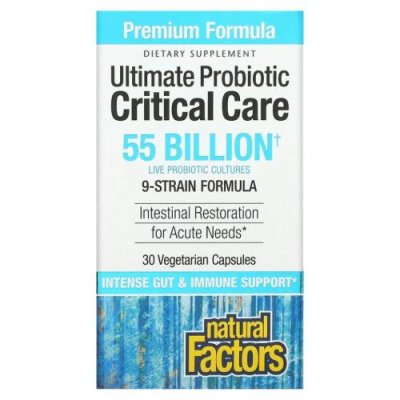 Natural Factors, Ultimate Probiotic Critical Care, 55 миллиардов КОЕ, 30 вегетарианских капсул / Пробиотики | Аптека | V4.Ru: Маркетплейс