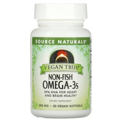 Source Naturals, Vegan True, омега-3 жирные кислоты не из рыбы, 300 мг, 30 веганских капсул / Мультивитамины | Аптека | V4.Ru: Маркетплейс