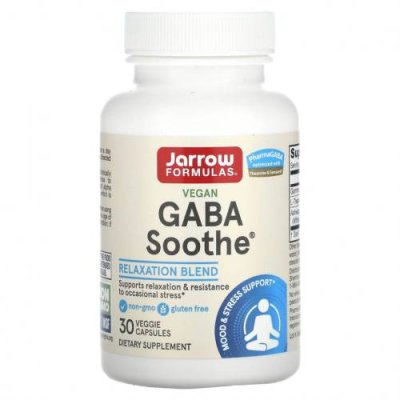 Jarrow Formulas, GABA Soothe, 30 растительных капсул / ГАМК (гамма-аминомасляная кислота) | Аптека | V4.Ru: Маркетплейс