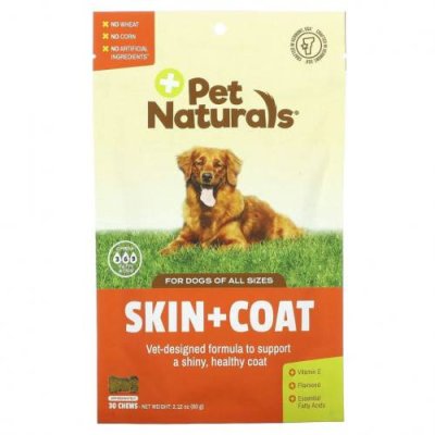 Pet Naturals of Vermont, Кожа + мех, для собак, 30 жевательных таблеток, 2,12 унции (60 г) / Витамины и минералы для питомцев | Аптека | V4.Ru: Маркетплейс