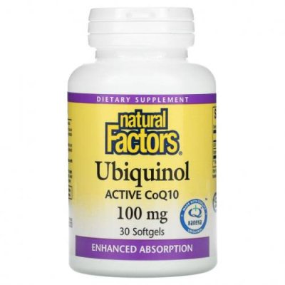 Natural Factors, Убихинол, активный коэнзим Q10, 100 мг, 30 мягких таблеток / Ubiquinol, CoQ10 | Аптека | V4.Ru: Маркетплейс