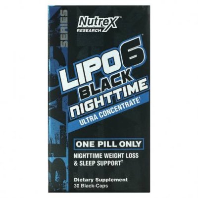 Nutrex Research, LIPO-6 Black Nighttime, ультраконцентрат, 30 черных капсул / Жиросжигатели | Аптека | V4.Ru: Маркетплейс