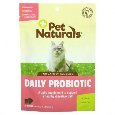 Pet Naturals of Vermont, ежедневный пробиотик, для кошек, 30 жевательных таблеток, 36 г (1,27 унции) / Пробиотики для питомцев | Аптека | V4.Ru: Маркетплейс