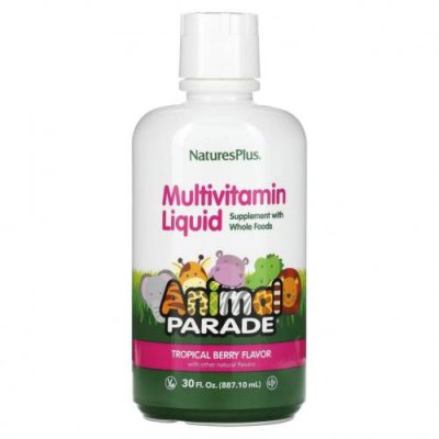 NaturesPlus, Source of Life, детский жидкий мультивитамин Animal Parade с натуральным вкусом тропических ягод, 887,10 мл (30 жидких унций) / Детские мультивитамины | Аптека | V4.Ru: Маркетплейс