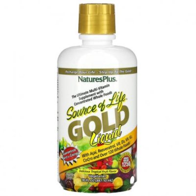 NaturesPlus, Source of Life, Gold Liquid, мультивитаминная добавка, тропические фрукты, 887,1 мл (30 жидк. унций) / Мультивитамины | Аптека | V4.Ru: Маркетплейс