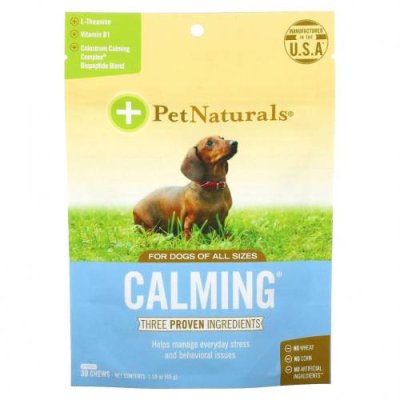 Pet Naturals of Vermont, Успокаивающее средство для собак, 30 жевательных таблеток, 1,59 унции (45 г) / Витамины и минералы для питомцев | Аптека | V4.Ru: Маркетплейс