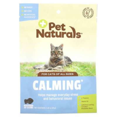 Pet Naturals of Vermont, успокаивающие таблетки для кошек, 30 жевательных таблеток, 45 г (1,59 унции) / Витамины и минералы для питомцев | Аптека | V4.Ru: Маркетплейс