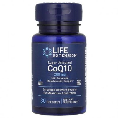 Life Extension, Super Ubiquinol CoQ10 с улучшенной поддержкой митохондрий, 200 мг, 30 гелевых капсул / Ubiquinol, CoQ10 | Аптека | V4.Ru: Маркетплейс