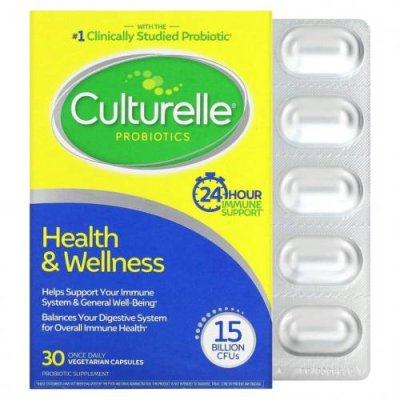 Culturelle, пробиотики, здоровье и хорошее самочувствие, 15 миллиардов КОЕ, 30 вегетарианских капсул для приема один раз в день / Пробиотики | Аптека | V4.Ru: Маркетплейс