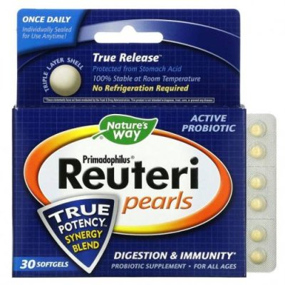 Nature's Way, Primadophilus Reuteri Pearls, 30 мягких таблеток / Лактобактерии реутери | Аптека | V4.Ru: Маркетплейс