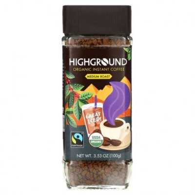 Highground Coffee, Органический растворимый кофе, средний, 100 г / Растворимый кофе | Аптека | V4.Ru: Маркетплейс