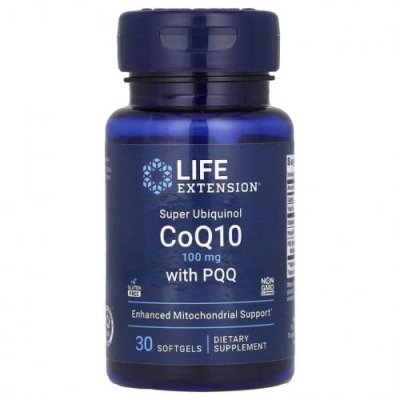 Life Extension, Super Ubiquinol, коэнзим Q10, 100 мг, пирролохинолинхинон, 10 мг, 30 капсул / Ubiquinol, CoQ10 | Аптека | V4.Ru: Маркетплейс