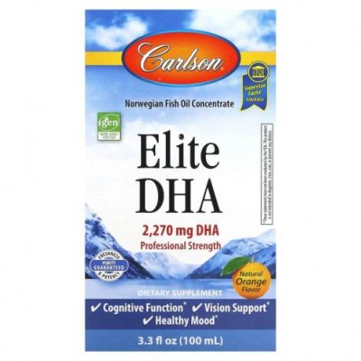 Carlson Labs, Elite DHA натуральный апельсиновый вкус, 2270 мг, 100 мл (3,3 жидк. унции) / ДГК | Аптека | V4.Ru: Маркетплейс