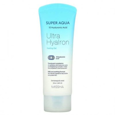 Missha, Super Aqua, Ultra Hyalron, гель-пилинг с гиалуроновой кислотой, 100 мл (3,38 жидк. унций) / Пилинги для лица | Аптека | V4.Ru: Маркетплейс