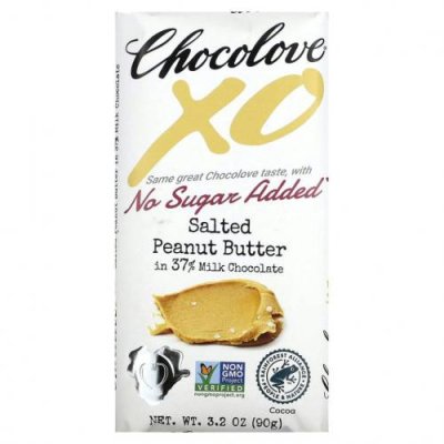 Chocolove, XO, соленая арахисовая паста в 40% молочном шоколаде, 90 г (3,2 унции) / Шоколад | Аптека | V4.Ru: Маркетплейс