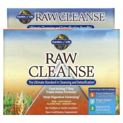 Garden of Life, RAW Cleanse, высший стандарт очищения и детоксикации, программа из 3 частей, трехкомпонентный комплект / Средства для детоксикации и очищения | Аптека | V4.Ru: Маркетплейс