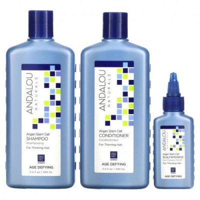 Andalou Naturals, Стволовые клетки аргании, система для редеющих волос, антивозрастная, набор из 3 предметов / Уход за волосами и кожей головы | Аптека | V4.Ru: Маркетплейс