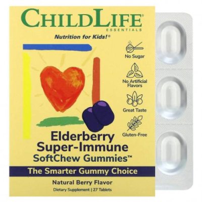 ChildLife, Elderberry Super-Immune SoftMelts, натуральный ягодный вкус, 27 таблеток / Здоровье детей | Аптека | V4.Ru: Маркетплейс