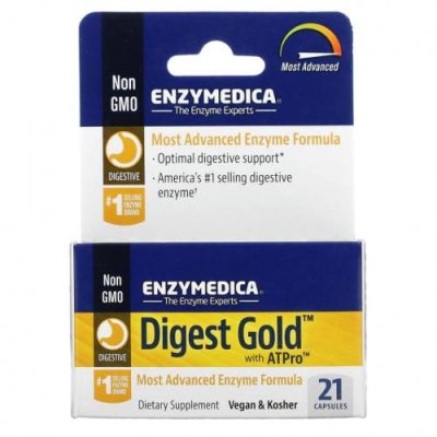 Enzymedica, Digest Gold с ATPro, добавка с пищеварительными ферментами, 21 капсула / Пищеварительные ферменты | Аптека | V4.Ru: Маркетплейс