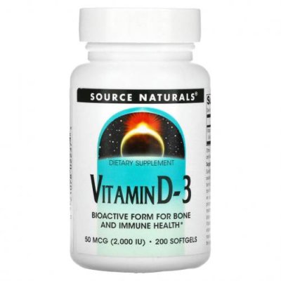 Source Naturals, Витамин D-3, 2000 международных единиц, 200 мягких капсул / D3 (холекальциферол) | Аптека | V4.Ru: Маркетплейс