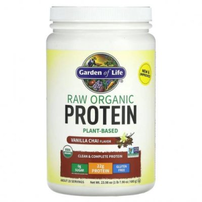 Garden of Life, RAW Organic Protein, формула из органических растений, ванильный чай, 580 г (20,45 унции) / Растительные смеси | Аптека | V4.Ru: Маркетплейс