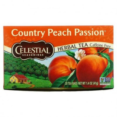 Celestial Seasonings, травяной чай, Country Peach Passion, без кофеина, 20 чайных пакетиков, 41 г (1,4 унции) / Фруктовый чай | Аптека | V4.Ru: Маркетплейс