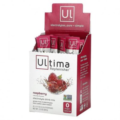 Ultima Replenisher, Электролитовая добавка, малина, 20 пакетов, 3,2 г (0,11 унций) каждый / Гидратация и электролиты | Аптека | V4.Ru: Маркетплейс