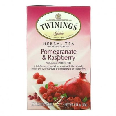 Twinings, травяной чай, гранат и малина, без кофеина, 20 чайных пакетиков, 40 г (1,41 унции) / Травяной чай | Аптека | V4.Ru: Маркетплейс