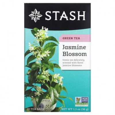 Stash Tea, Цветок жасмина, зеленый чай, 20 чайных пакетиков, 1,3 унции (38 г) / Зеленый чай, продукты | Аптека | V4.Ru: Маркетплейс